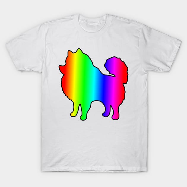 Rainbow Pomeranian Silhouette T-Shirt by Art by Deborah Camp